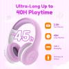 imageEarFun K2 Kids Bluetooth Headphones Kids Headphones with Volume Limited 40H Playtime Builtin Mic Stereo Sound Foldable OverEar Headphone for SchoolTraveliPadTablet BlueViolet