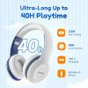 imageEarFun K2 Kids Bluetooth Headphones Kids Headphones with Volume Limited 40H Playtime Builtin Mic Stereo Sound Foldable OverEar Headphone for SchoolTraveliPadTablet BlueWhite