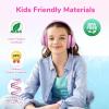 imageEarFun K3 Kids Headphones Over Ear Headphones for Kids Volume Limit HD Stereo Sound USBC Cable Comfortable Fit Foldable Wired Headphones for SchoolTravelBoysGirlsTabletiPad BluePink