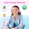 imageEarFun K3 Kids Headphones Over Ear Headphones for Kids Volume Limit HD Stereo Sound USBC Cable Comfortable Fit Foldable Wired Headphones for SchoolTravelBoysGirlsTabletiPad BluePink