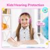 imageEarFun K3 Kids Headphones Over Ear Headphones for Kids Volume Limit HD Stereo Sound USBC Cable Comfortable Fit Foldable Wired Headphones for SchoolTravelBoysGirlsTabletiPad BluePink
