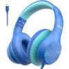 imageEarFun K3 Kids Headphones Over Ear Headphones for Kids Volume Limit HD Stereo Sound USBC Cable Comfortable Fit Foldable Wired Headphones for SchoolTravelBoysGirlsTabletiPad BlueBlue