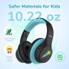 imageEarFun K4 Kids Bluetooth Headphones Wireless Headphones with LED Lights 748594dBA Volume Limited Builtin Mic 90H Playtime Bluetooth 54 Over Ear Headphone for iPadTabletPCSchoolDark Black