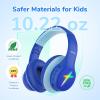 imageEarFun K4 Kids Bluetooth Headphones Wireless Headphones with LED Lights 748594dBA Volume Limited Builtin Mic 90H Playtime Bluetooth 54 Over Ear Headphone for iPadTabletPCSchoolBlue