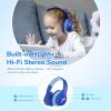 imageEarFun K4 Kids Bluetooth Headphones Wireless Headphones with LED Lights 748594dBA Volume Limited Builtin Mic 90H Playtime Bluetooth 54 Over Ear Headphone for iPadTabletPCSchoolBlue