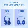 imageEarFun K4 Kids Bluetooth Headphones Wireless Headphones with LED Lights 748594dBA Volume Limited Builtin Mic 90H Playtime Bluetooth 54 Over Ear Headphone for iPadTabletPCSchoolBlue