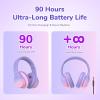 imageEarFun K4 Kids Bluetooth Headphones Wireless Headphones with LED Lights 748594dBA Volume Limited Builtin Mic 90H Playtime Bluetooth 54 Over Ear Headphone for iPadTabletPCSchoolViolet
