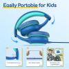 imageEarFun Kids Headphones Wired with Microphone 8594dB Volume Limit Headphones for Kids Portable Wired Headphone with Shareport Stereo Sound Foldable Headset for SchoolTabletiPadKindle Black RedBlueBlack
