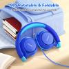 imageEarFun S1 Kids Headphones Foldable Wired Headphones for Kids 85dB Volume Limit Stereo Sound Adjustable Headband Portable Lightweight OnEar Headphone for SchoolTravelBoysGirlsPCTabletBlue