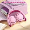 imageEarFun S1 Kids Headphones Foldable Wired Headphones for Kids 85dB Volume Limit Stereo Sound Adjustable Headband Portable Lightweight OnEar Headphone for SchoolTravelBoysGirlsPCTabletPink