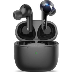 imageEarFun Air True Wireless Earbuds Bluetooth Earbuds with 4 Mics Sweatshield IPX7 Waterproof with Volume Control USBC Fast Charge inEar Headphones with Wireless Charging Deep Bass 35H PlaytimeBlack