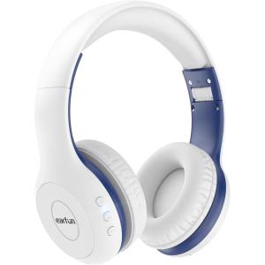 imageEarFun K2 Kids Bluetooth Headphones Kids Headphones with Volume Limited 40H Playtime Builtin Mic Stereo Sound Foldable OverEar Headphone for SchoolTraveliPadTablet BlueWhite
