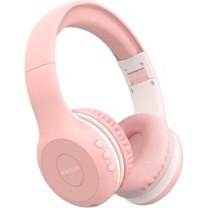 imageEarFun K2 Kids Bluetooth Headphones Kids Headphones with Volume Limited 40H Playtime Builtin Mic Stereo Sound Foldable OverEar Headphone for SchoolTraveliPadTablet BluePink