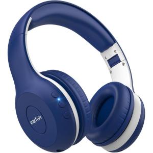 imageEarFun K2 Kids Bluetooth Headphones Kids Headphones with Volume Limited 40H Playtime Builtin Mic Stereo Sound Foldable OverEar Headphone for SchoolTraveliPadTablet BlueBlue