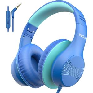 imageEarFun K3 Kids Headphones Over Ear Headphones for Kids Volume Limit HD Stereo Sound USBC Cable Comfortable Fit Foldable Wired Headphones for SchoolTravelBoysGirlsTabletiPad BlueBlue
