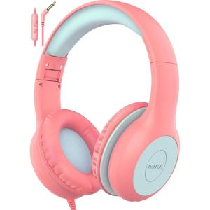 imageEarFun Kids Headphones Wired with Microphone 8594dB Volume Limit Headphones for Kids Portable Wired Headphone with Shareport Stereo Sound Foldable Headset for SchoolTabletiPadKindle Black RedPink Blue