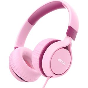 imageEarFun S1 Kids Headphones Foldable Wired Headphones for Kids 85dB Volume Limit Stereo Sound Adjustable Headband Portable Lightweight OnEar Headphone for SchoolTravelBoysGirlsPCTabletPink